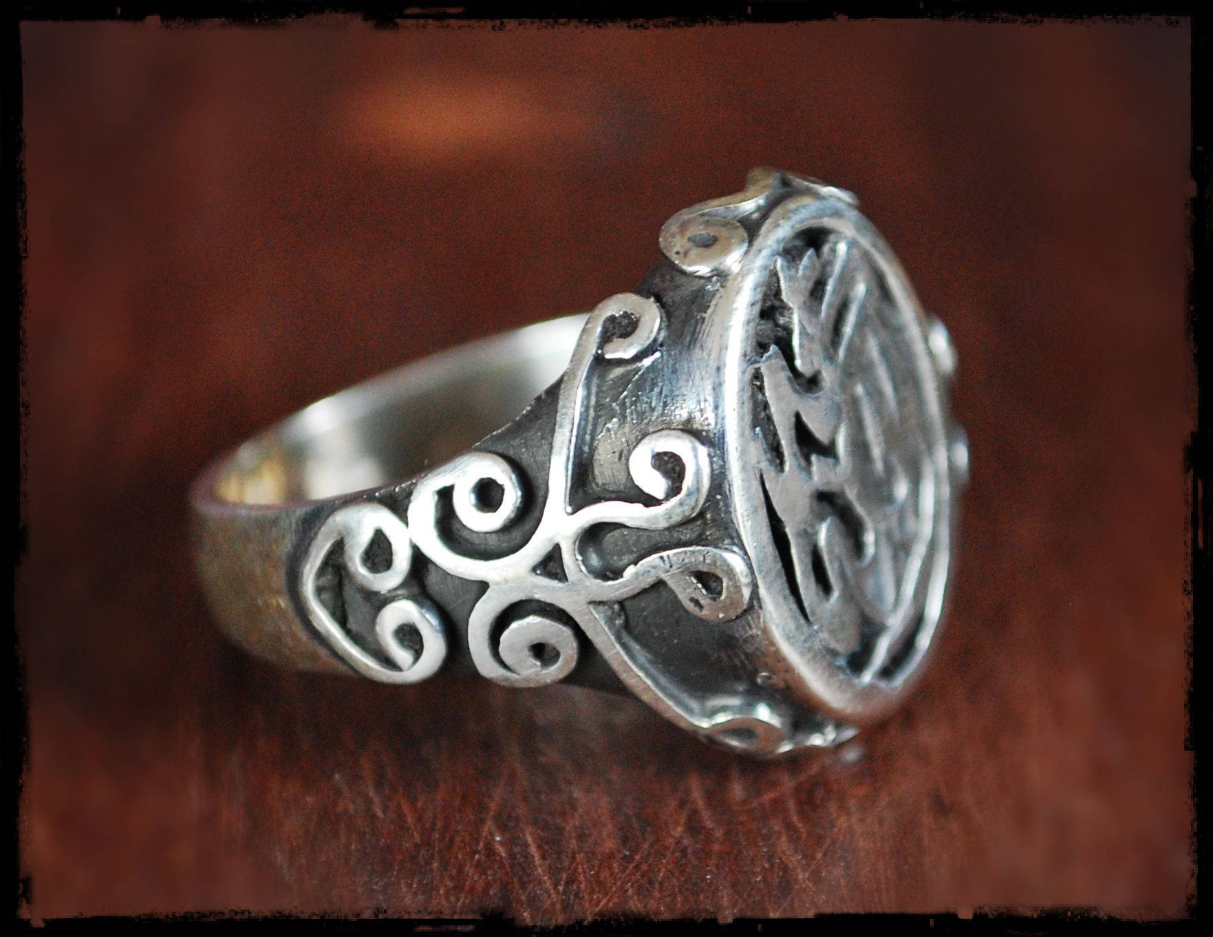 Tribal Calligraphy Silver Ring - Size 10.5 - Arabic Signet Ring - Calligraphy Ring - Ethnic Signet Ring - Tribal Signet Ring