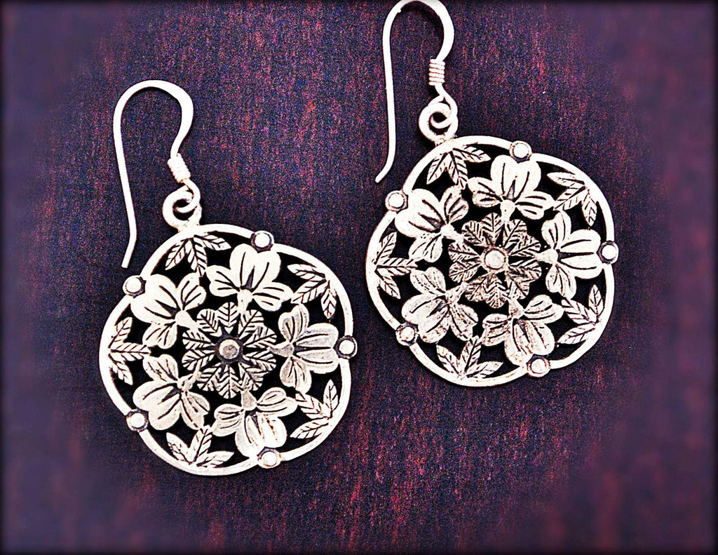 Gypsy Flower Silver Dangle Earrings