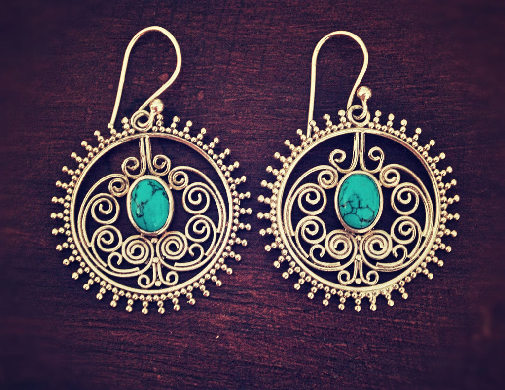 Ethnic Turquoise Earrings - Boho Turquoise Earrings