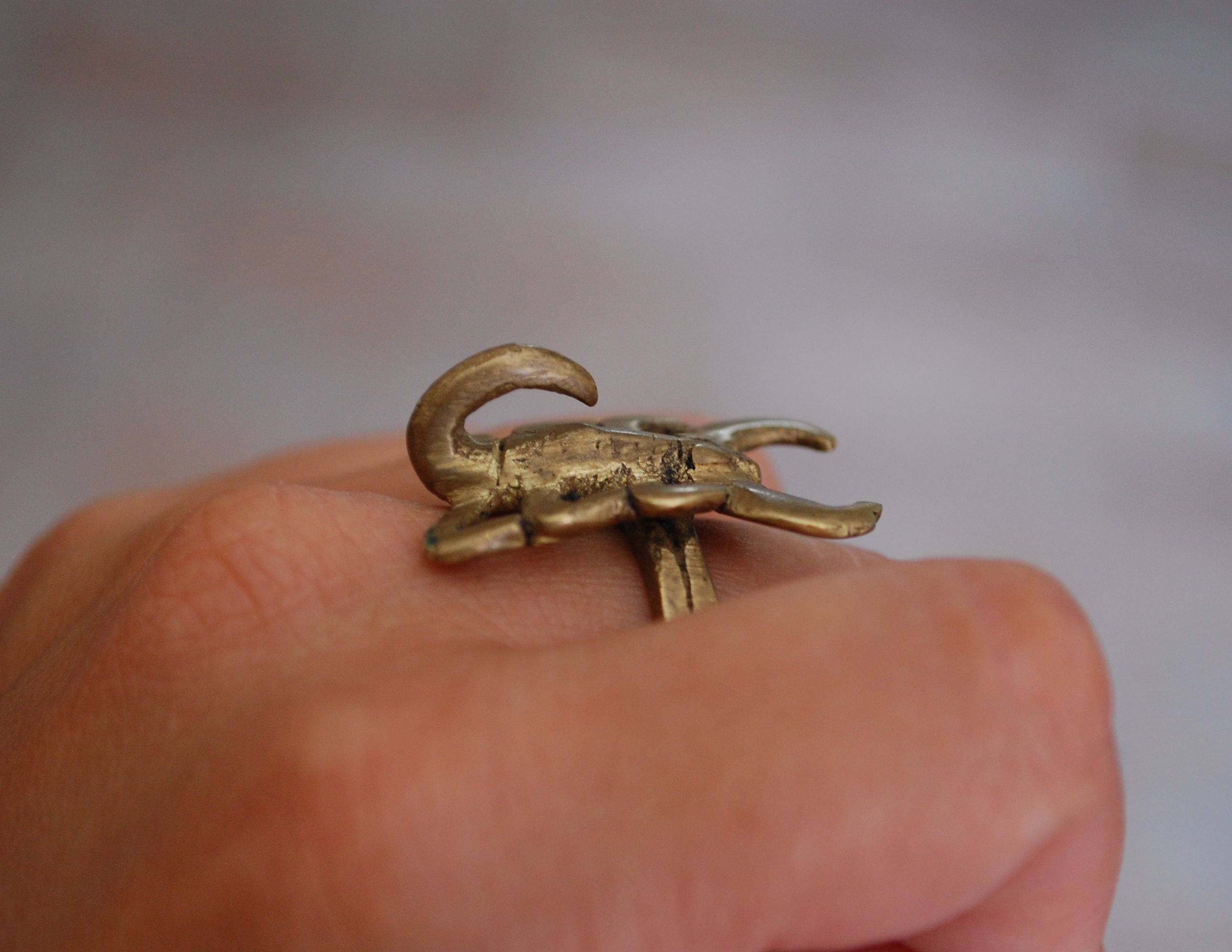 Old Lobi Scorpion Brass Ring - Size 10.5