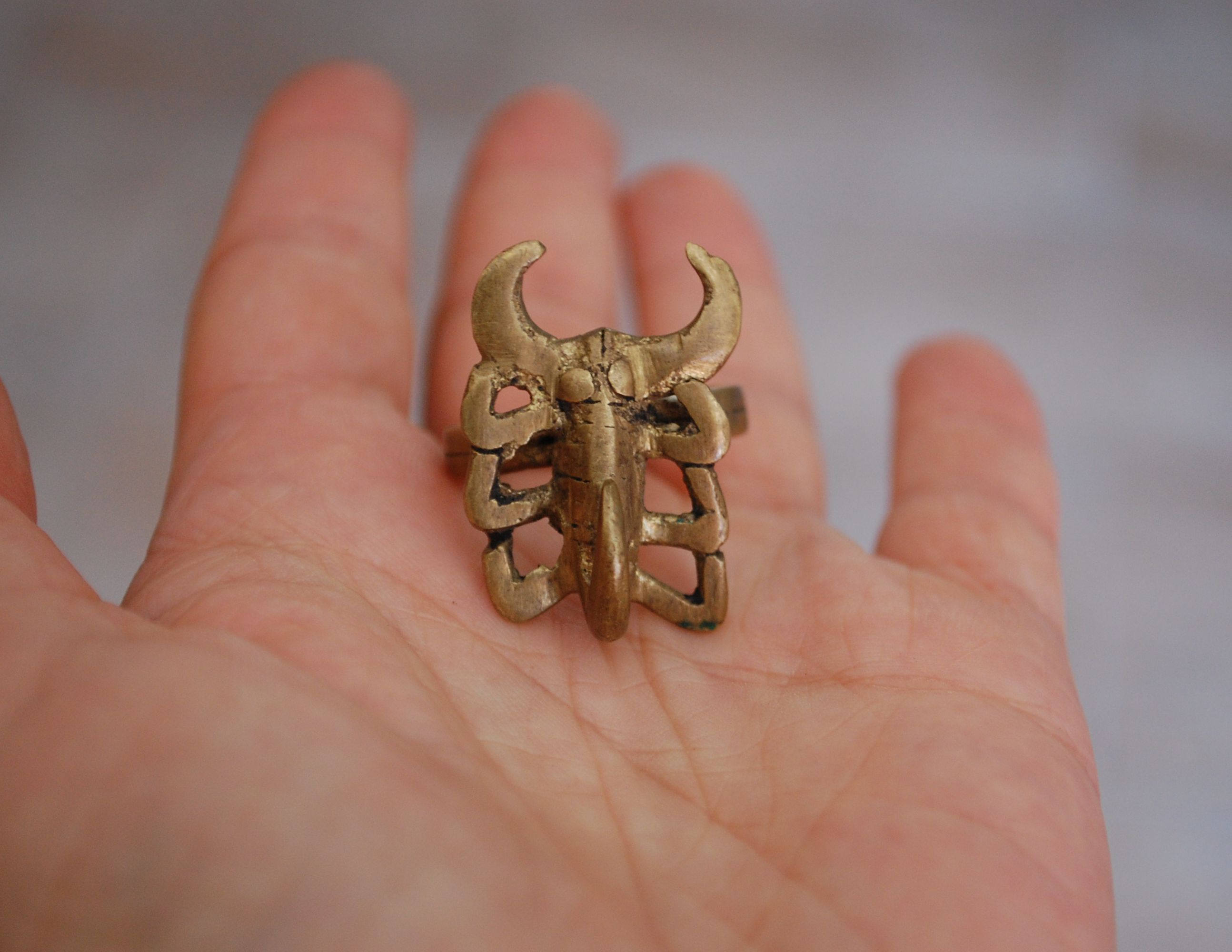 Old Lobi Scorpion Brass Ring - Size 10.5