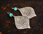 Lotus Dangle Earrings with Turquoise and Moonstone