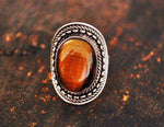 Tiger Eye Ring from India- Size 7 - Ethnic Tiger Eye Ring - Tiger Eye Ring - Ethnic Tribal Tiger Eye Ring