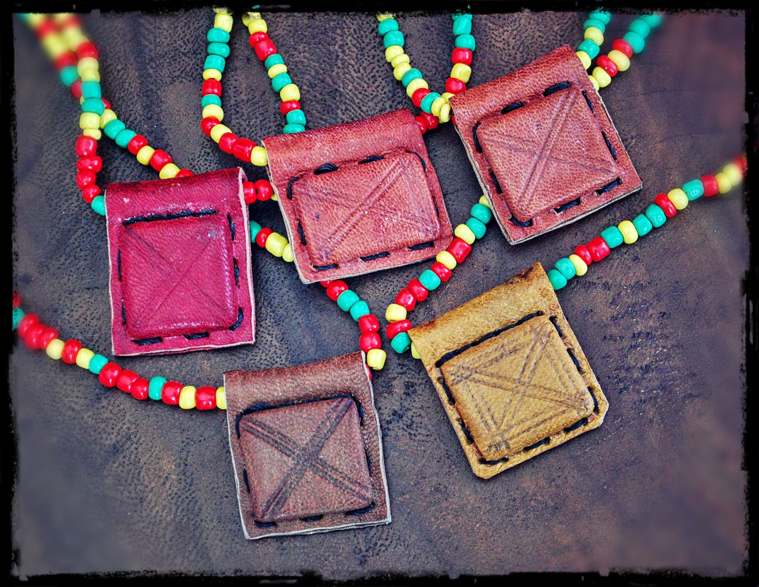 African Rasta Gri Gri Necklace from Mali - Tribal Tuareg Necklace