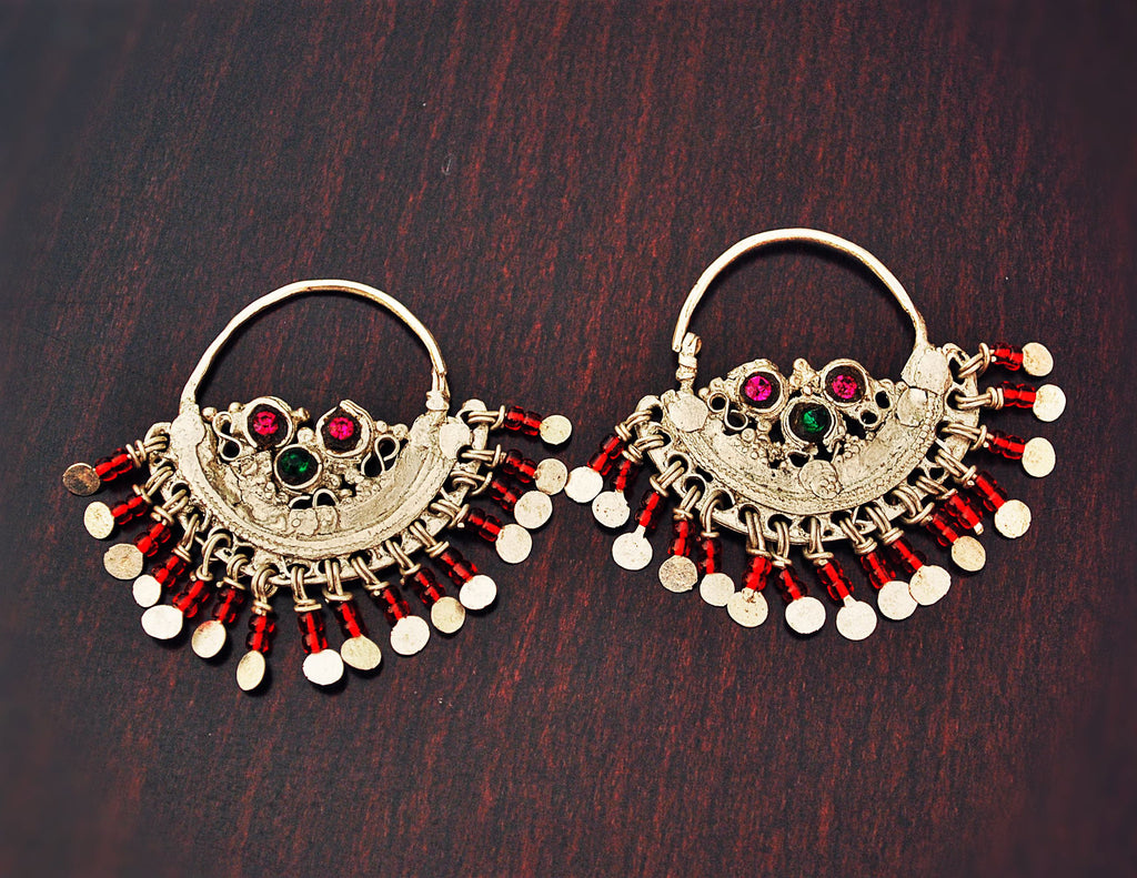 Antique Afghan Tribal Hoop Earrings - Tribal Hoop Earrings - Afghan Hoop Earrings - Ethnic Hoop Earrings