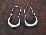 Antique Tibetan Silver Hoop Earrings - Ethnic Tribal Hoop Earrings