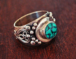 Gypsy Boho Turquoise Ring - Size 7