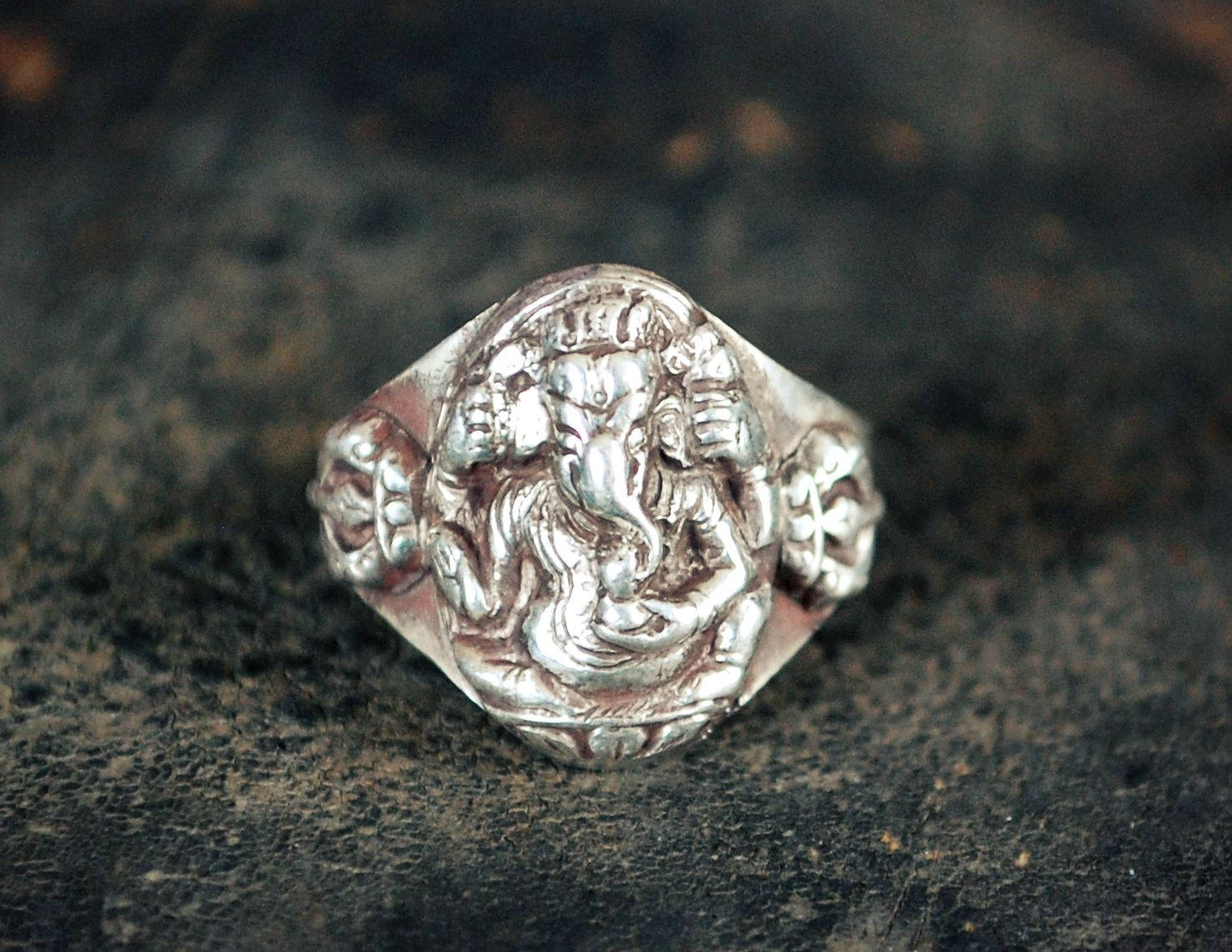 Ganesha Sterling Silver Ring - Size 7