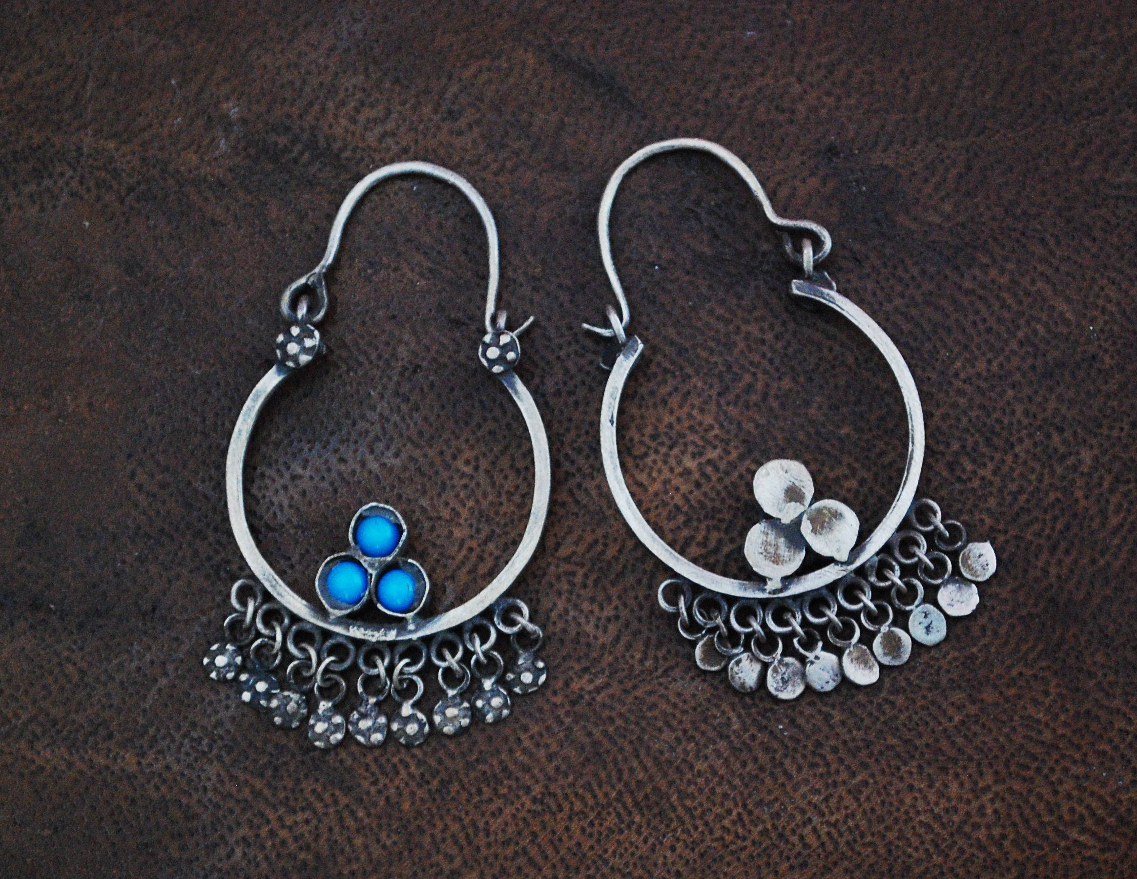 Antique Afghani Tribal Hoop Earrings - Tribal Hoop Earrings - Afghani Earrings - Ethnic Hoop Earrings - Afghani Jewelry