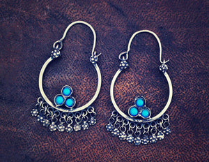 Antique Afghani Tribal Hoop Earrings - Tribal Hoop Earrings - Afghani Earrings - Ethnic Hoop Earrings - Afghani Jewelry