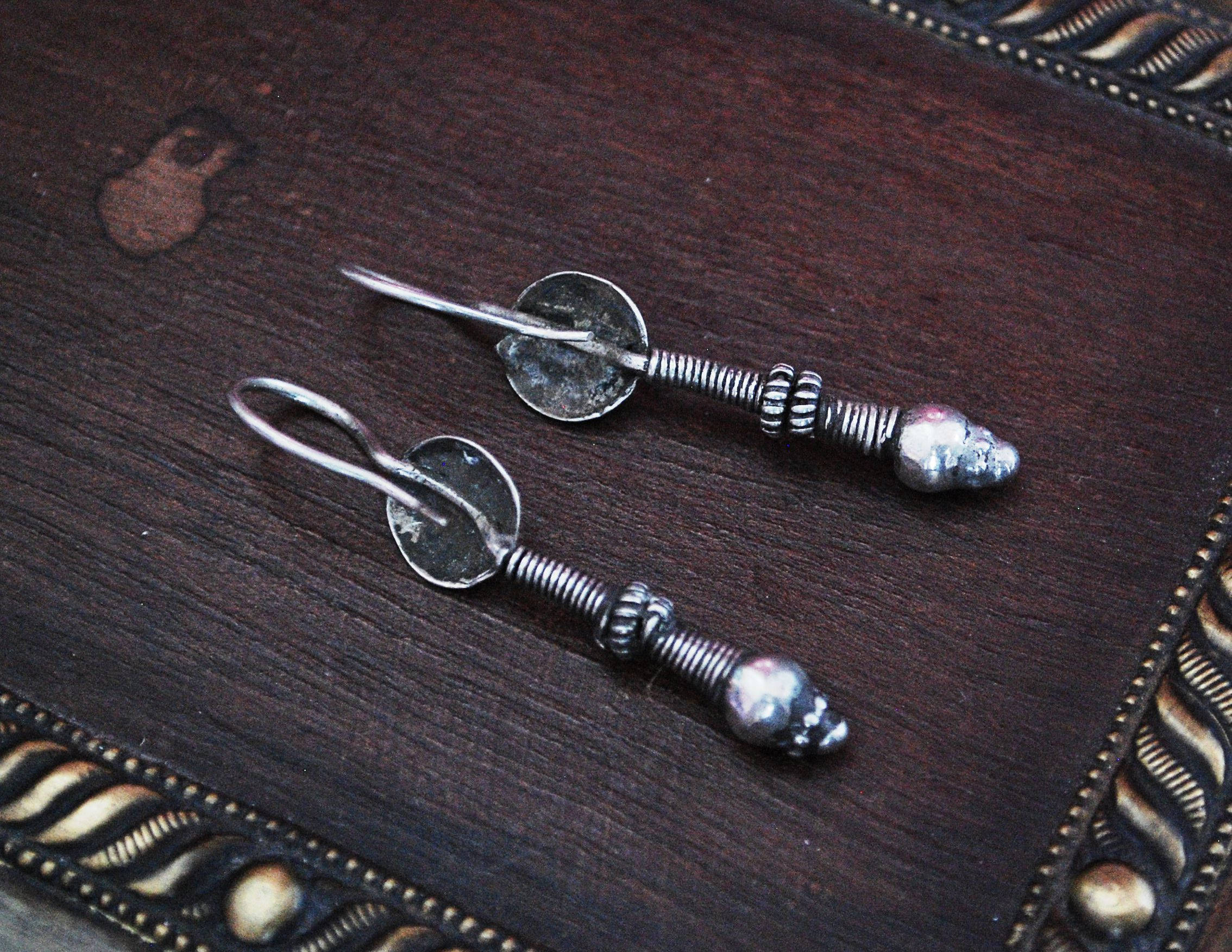 Rajasthani Silver Earrings - Indian Tribal Silver Earrings - Tribal Rajasthan Silver Jewelry - Ethnic Tribal Earrings