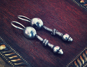 Rajasthani Silver Earrings - Indian Tribal Silver Earrings - Tribal Rajasthan Silver Jewelry - Ethnic Tribal Earrings