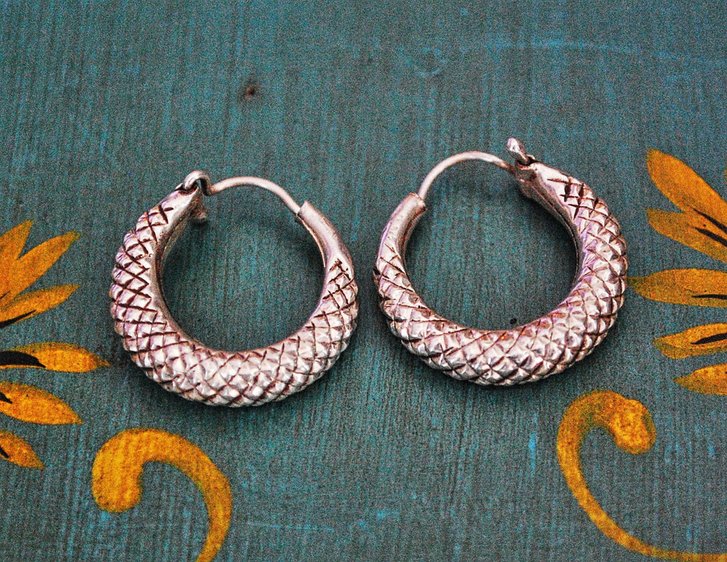 Ethnic Hoop Earrings - Small - Gypsy Hoop Earrings - Ethnic Tribal Hoop Earrings - Boho Jewelry