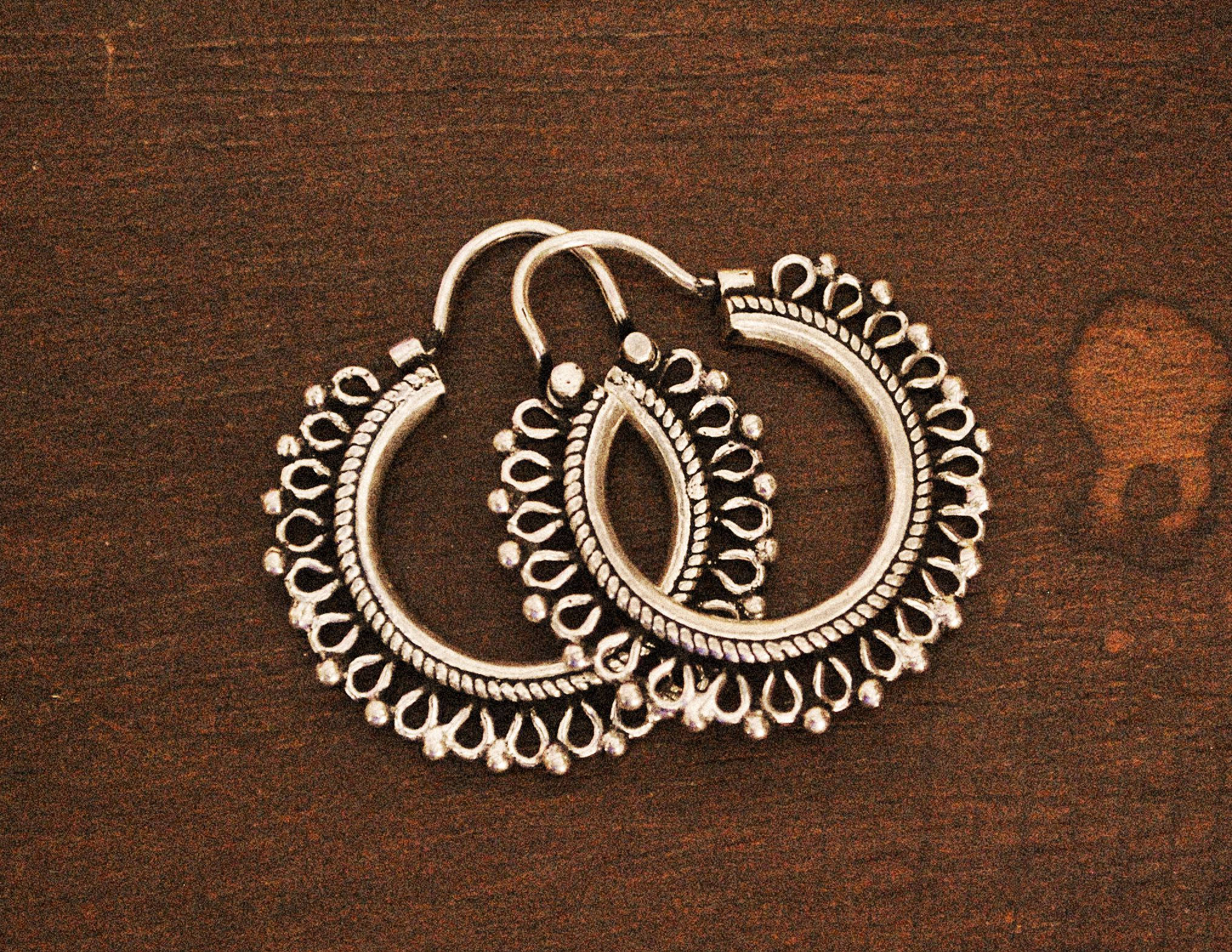 Rajasthani Hoop Earrings - Small - Indian Jewelry - Rajasthan Jewelry - Rajasthan Earrings - Gypsy Jewelry - Gypsy Earrings