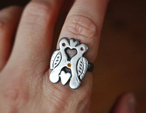 Antique Berber Love Birds Ring - Size 6.5 - Berber Jewelry - Tribal Silver Ring - Berber Ring - Moroccan Jewelry