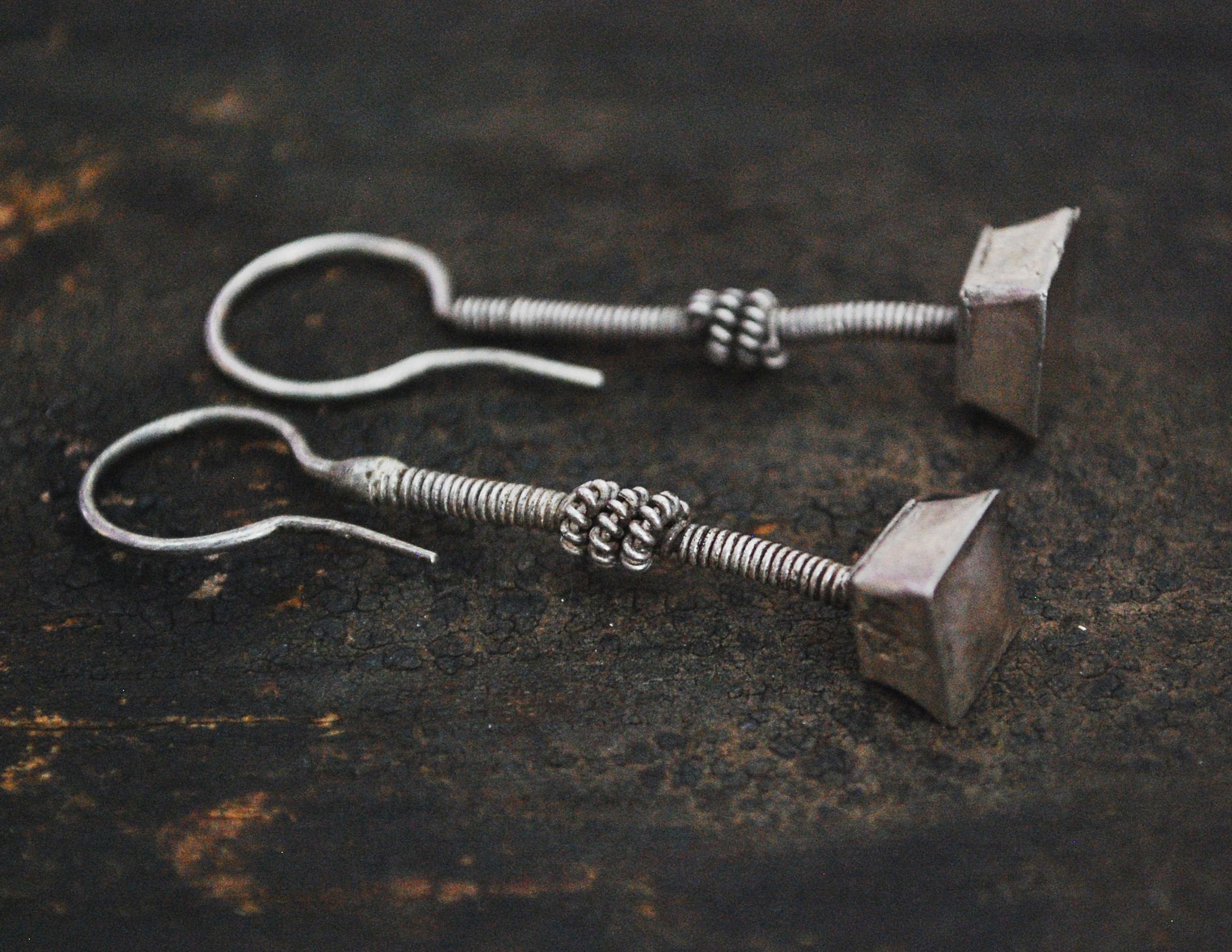 Rajasthan Silver Earrings - Gujarat Silver Earrings - Rabari Earrings - Tribal Rajasthan Silver Jewelry - Tribal Gypsy Earrings