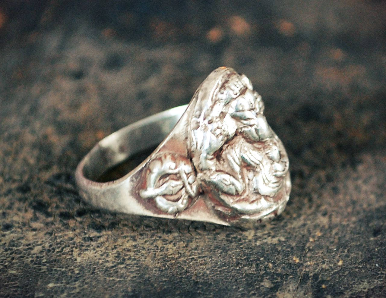 Ganesha Sterling Silver Ring - Size 7