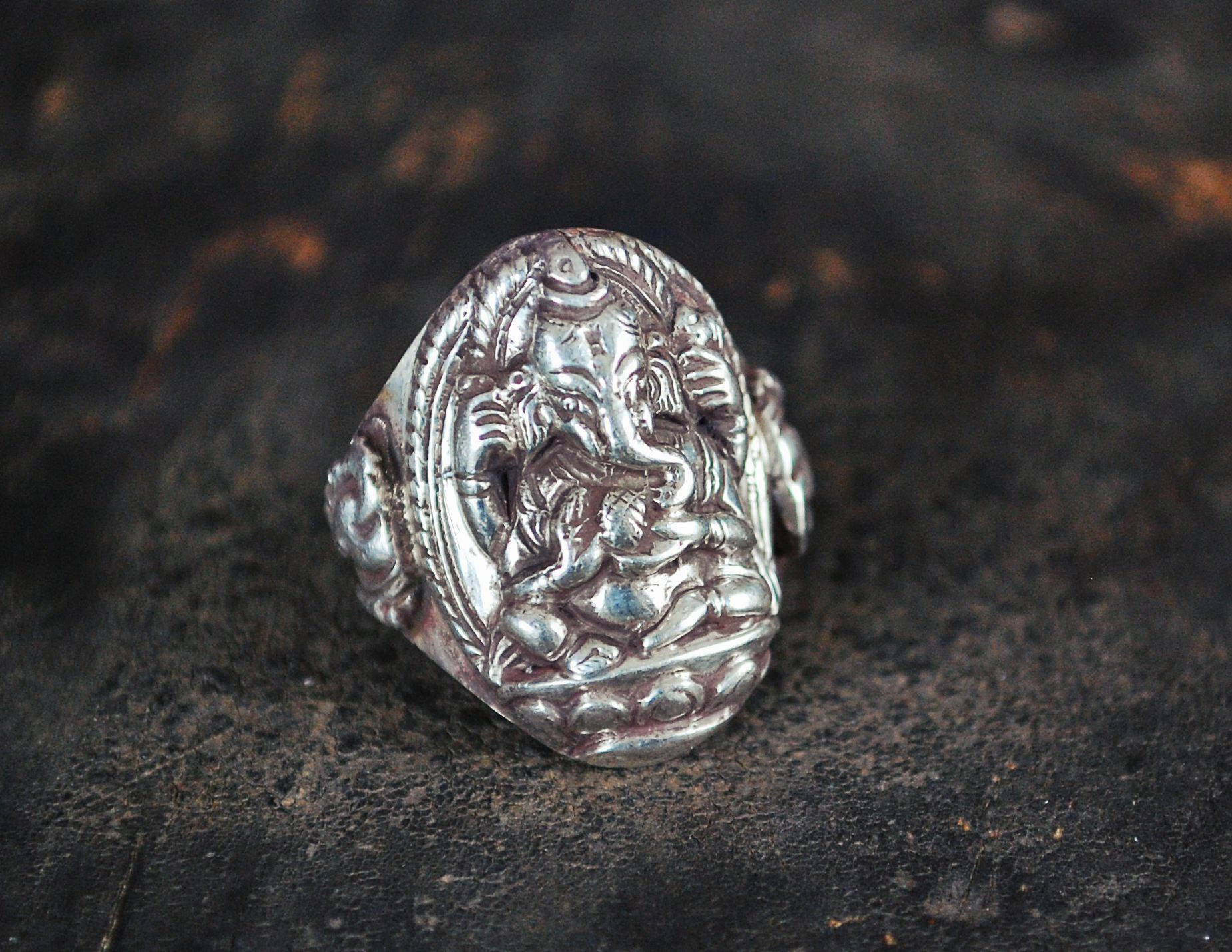 Ganesha Sterling Silver Ring - Size 8.5 - Large