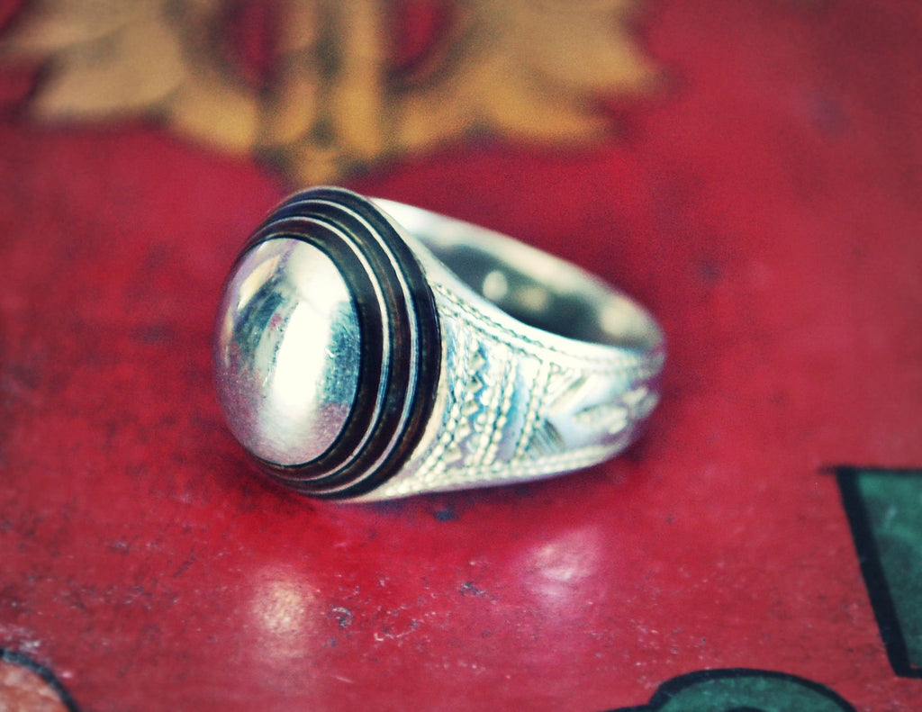 Tuareg Ring with Ebony Inlay- Size 7.5