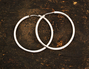 Ethnic Hoop Earrings - XLARGE - Sterling Silver Hoop Earrings