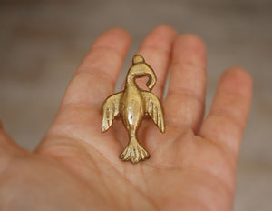 Old Akan Bird Ring - Size 10 - Ashanti Bird Ring - Adinkra Bird Ring - African Brass Ring from Ghana