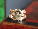 Claddagh Ring with Kissing Birds - Size 8 - Engagement Ring - Sweetheart Ring