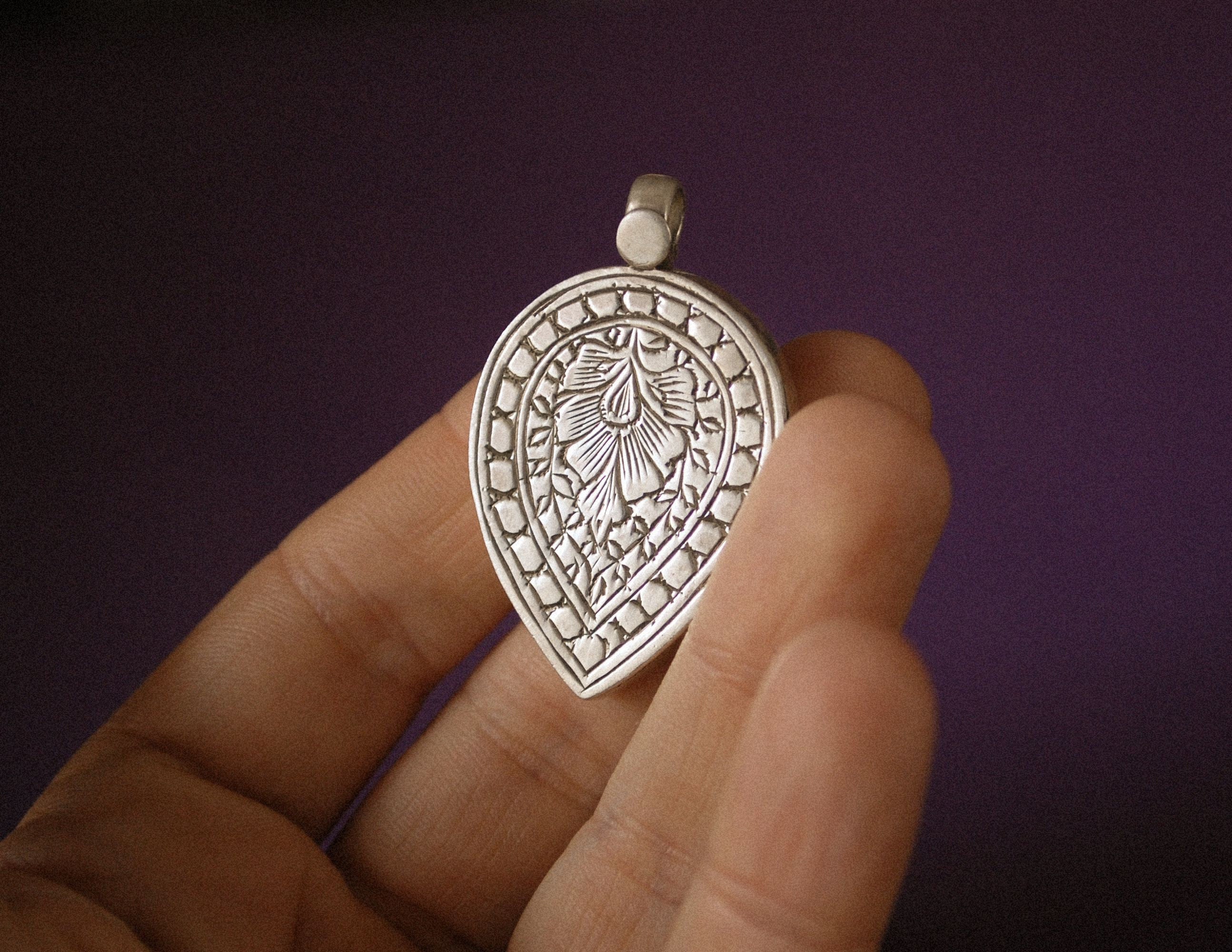 Indian Lotus Silver Pendant