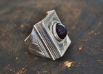 Tuareg Silver Ring with Glass - Size 10 - Tuareg Jewelry