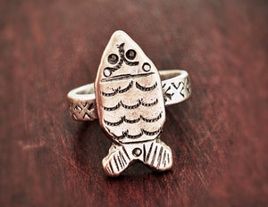 Tuareg Silver Fish Ring - Size 8 - Tuareg Jewelry - Tuareg Ring - Tribal Jewelry - Tribal Ring