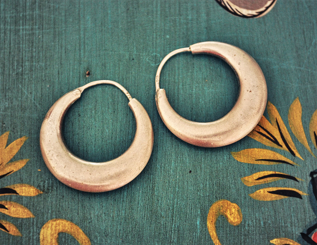 Ethnic Hoop Earrings - Medium - Sterling Silver Hoop Earrings - Tribal Hoop Earrings - India Hoop Earrings