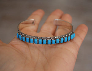 Native American Zuni Turquoise Bracelet - Zuni Needlepoint Turquoise Cuff Bracelet - Native American Jewelry