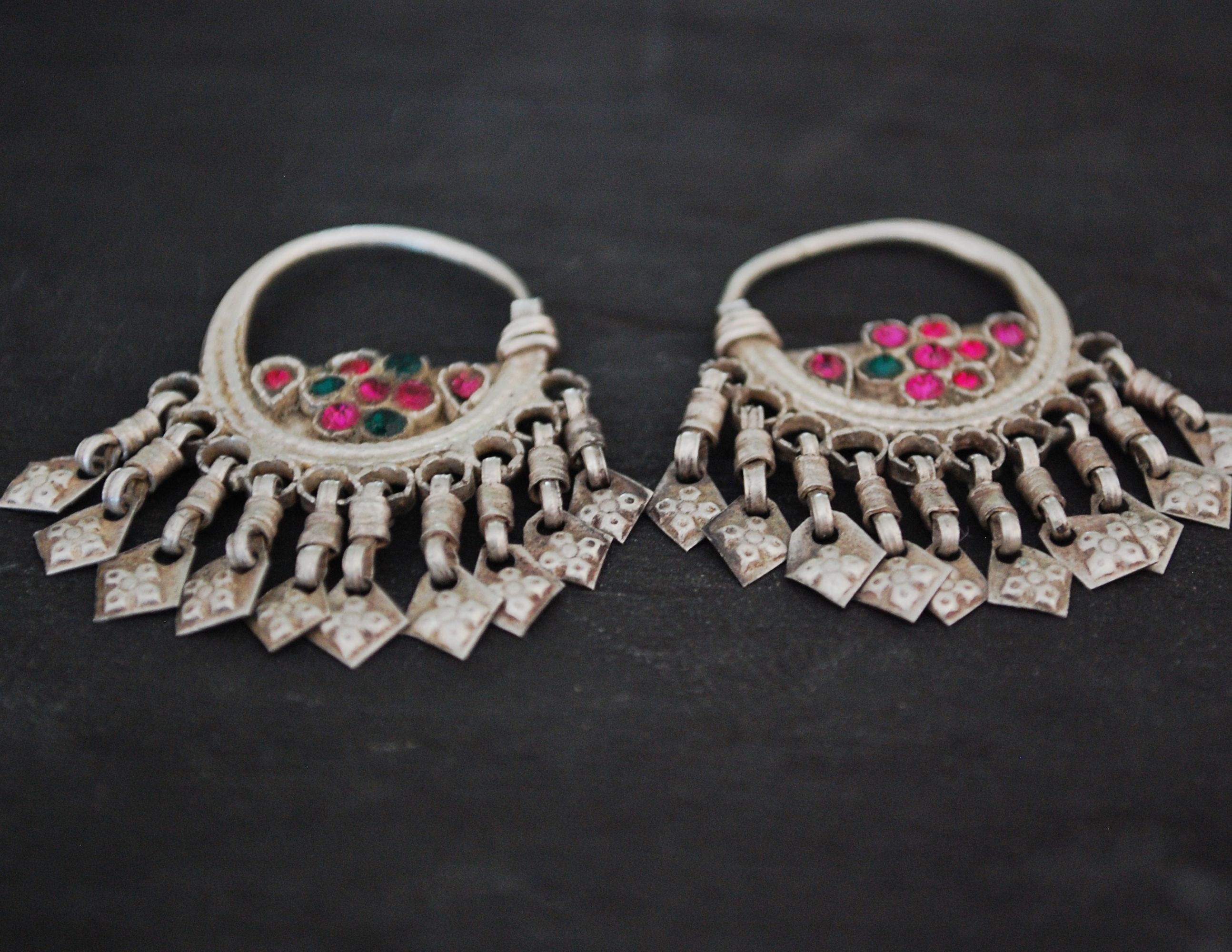 Antique Afghani Hoop Earrings - Afghani Jewelry - Afghani Earrings - Gypsy Hoop Earrings - Kuchi Hoop Earrings