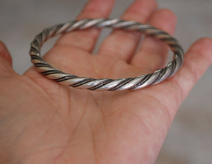 Twisted Bangle Bracelet Sterling Silver - Native American Twisted Bangle Bracelet - Twisted Sterling Silver Bracelet - Ethnic Jewelry