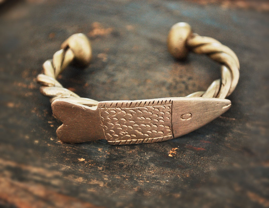 Old Fulani Fish Bracelet from Mali - Old Fulani Silver Bracelet - Tribal African Silver Bracelet - Tuareg Bracelet - Tuareg Jewelry