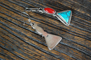 Ethnic Coral Turquoise Earrings