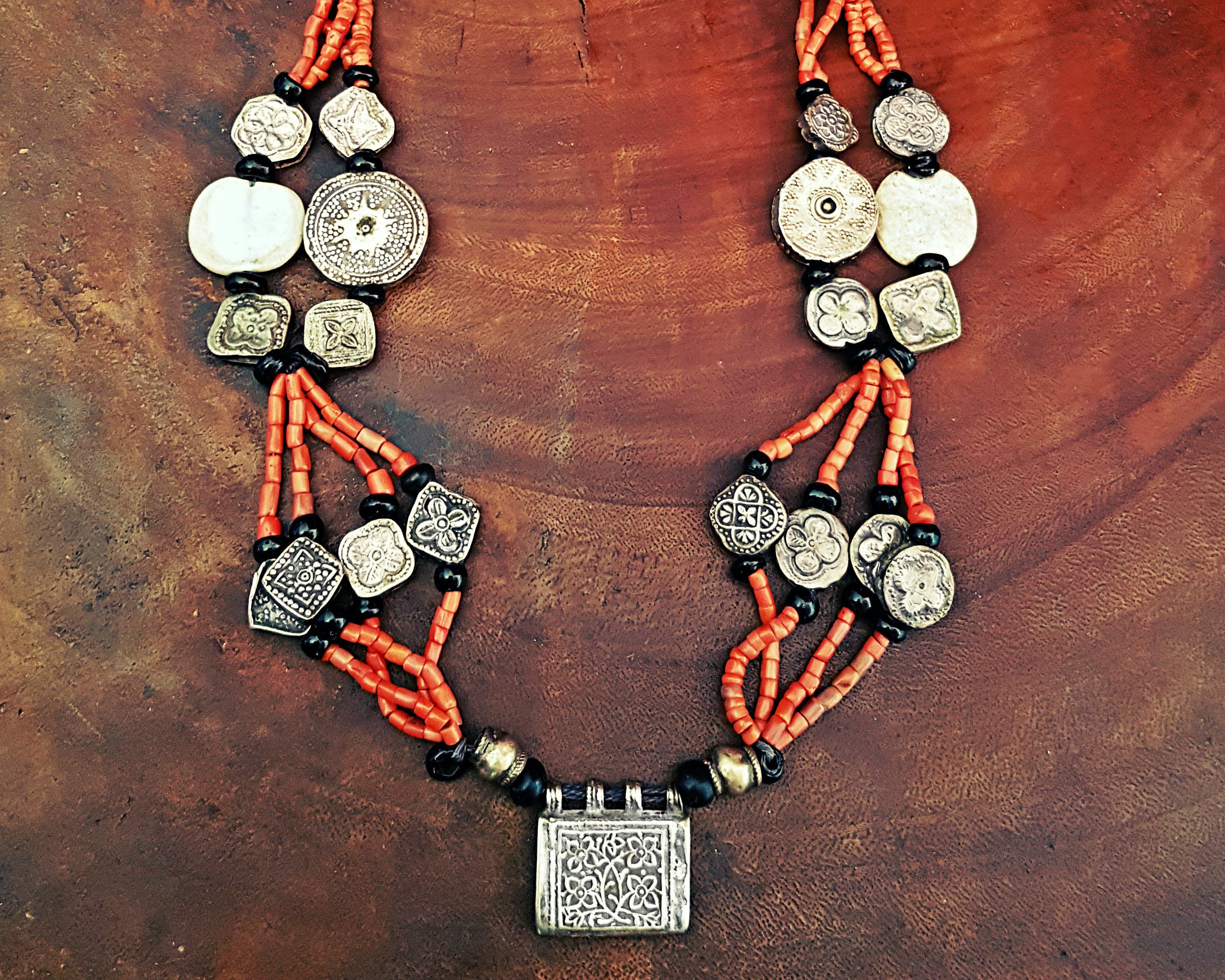 Rare Tajik Wedding Necklace with Coral